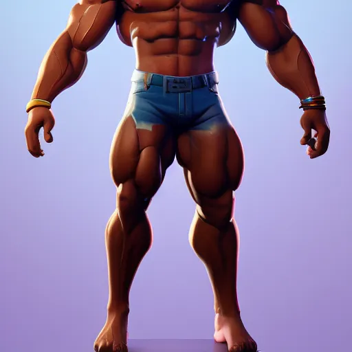 Prompt: bodybuilder jonesy from fortnite, au naturel, hyper detailed, digital art, trending in artstation, cinematic lighting, studio quality, smooth render, unreal engine 5 rendered, octane rendered, art style by klimt and nixeu and ian sprigger and wlop and krenz cushart