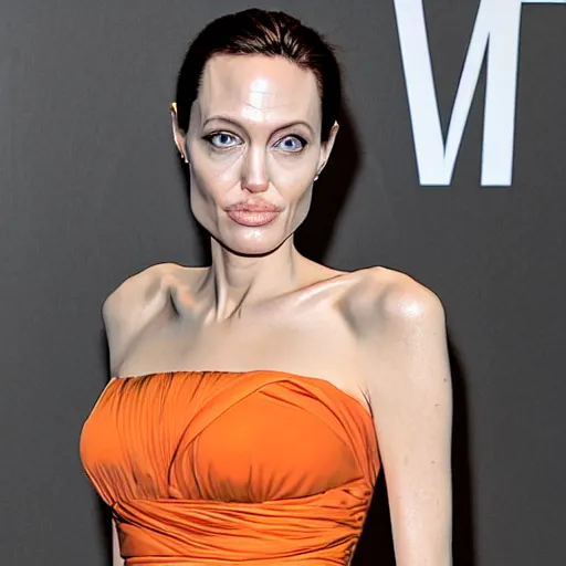 Image similar to an orange with the face of angelina jolie