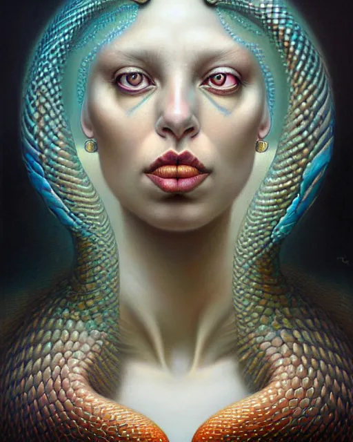 Image similar to a detailed portrait of dreampunk flamingo python hybrid mix beautiful! goddess by tomasz alen kopera and peter mohrbacher