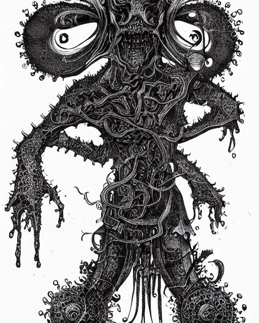 Image similar to miskatonic scholar, black ink on paper, trending on artstation, beautiful, intricate, detailed