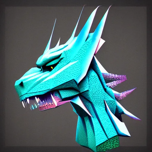 Image similar to A 3d render of a dragon, digital art, voxel art style, trending on artstation