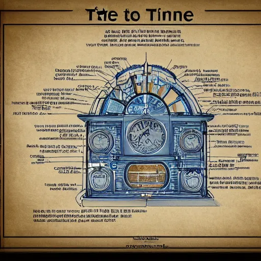 Prompt: a detailed blueprint of a time machine