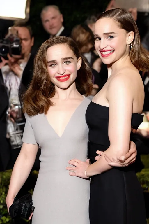 Image similar to Emilia Clarke posing with Natalie Portman