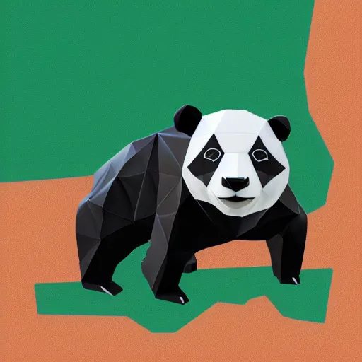 Image similar to a low poly isometric render of a cute panda