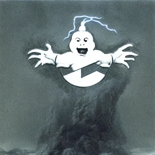 Image similar to ghostbusters logo by zdzislaw beksinski
