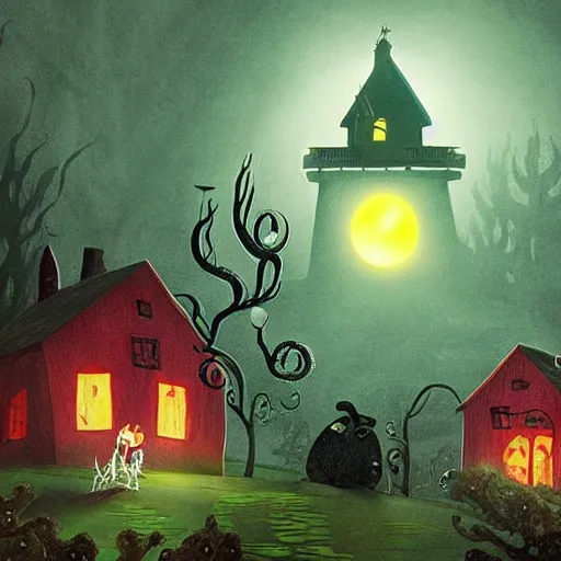 Prompt: lovecraftian horror in moominvalley