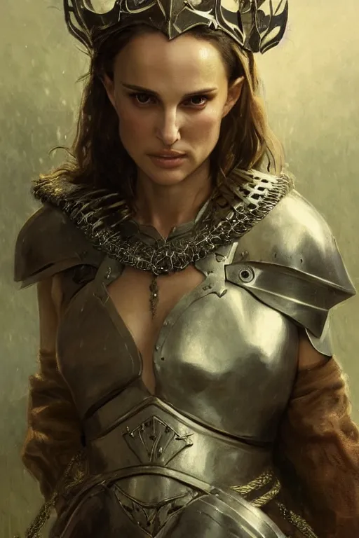 Image similar to natalie portman, legendary warrior, heroic, lord of the rings, tattoos, decorative ornaments, battle armor, by carl spitzweg, ismail inceoglu, vdragan bibin, hans thoma, greg rutkowski, alexandros pyromallis, perfect face, fine details, realistic shading photorealism