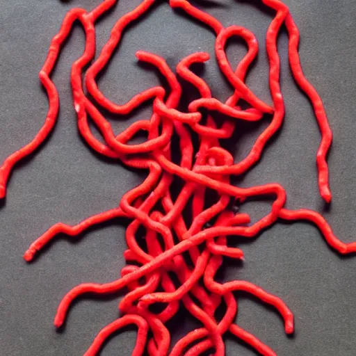 Image similar to a person made of twizzlers