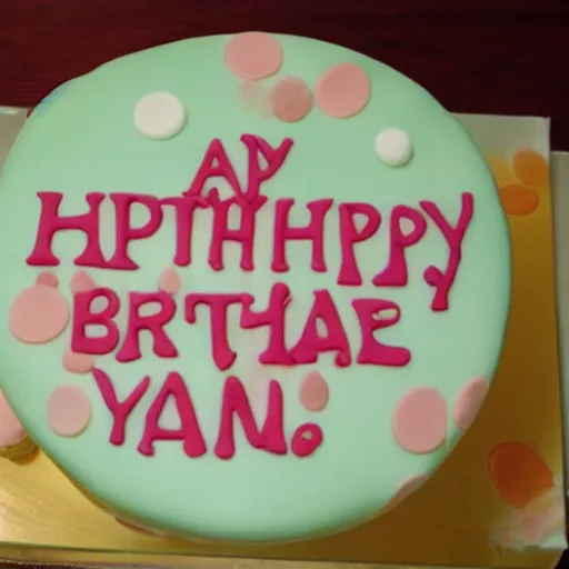 Prompt: birthday cake with text that says Watamote