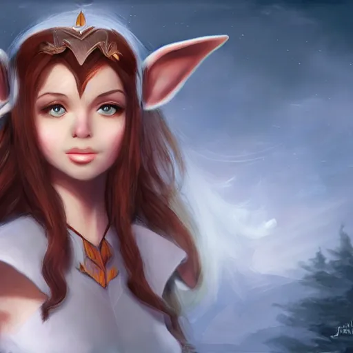 Prompt: cute elf girl with cat ears, dungeons and dragons, character art, matte painting