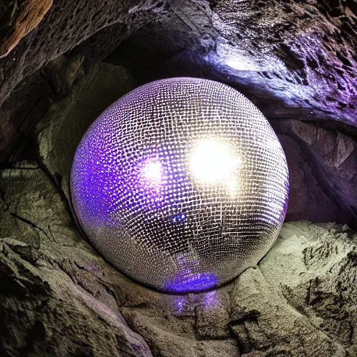 Image similar to disco ball illuminating a rocky cave