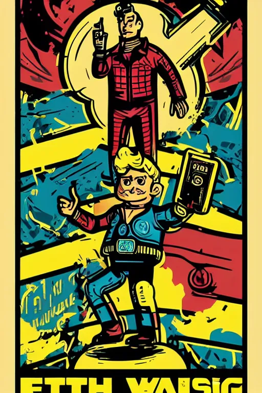 Image similar to fallout 7 6 retro futurist illustration art by butcher billy, sticker, colorful, illustration, highly detailed, simple, smooth and clean vector curves, no jagged lines, vector art, smooth andy warhol style