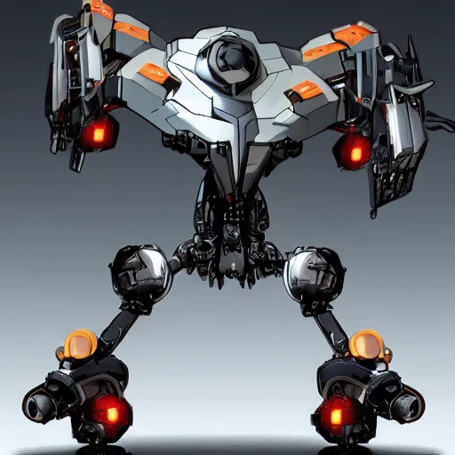 Image similar to a futuristic mech with six legs and a huge chonking cannon on top