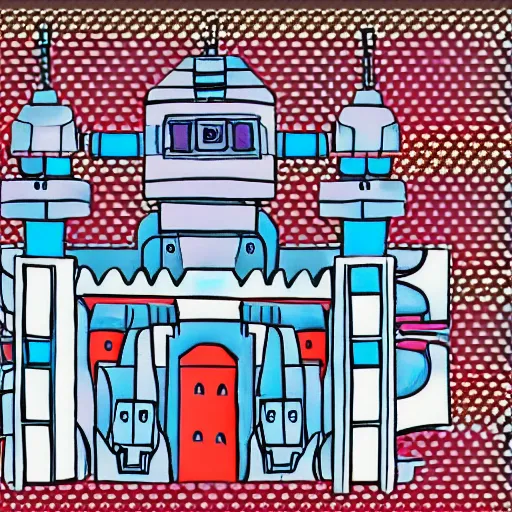 Prompt: optical illusion of robot 🏰, full colors hd