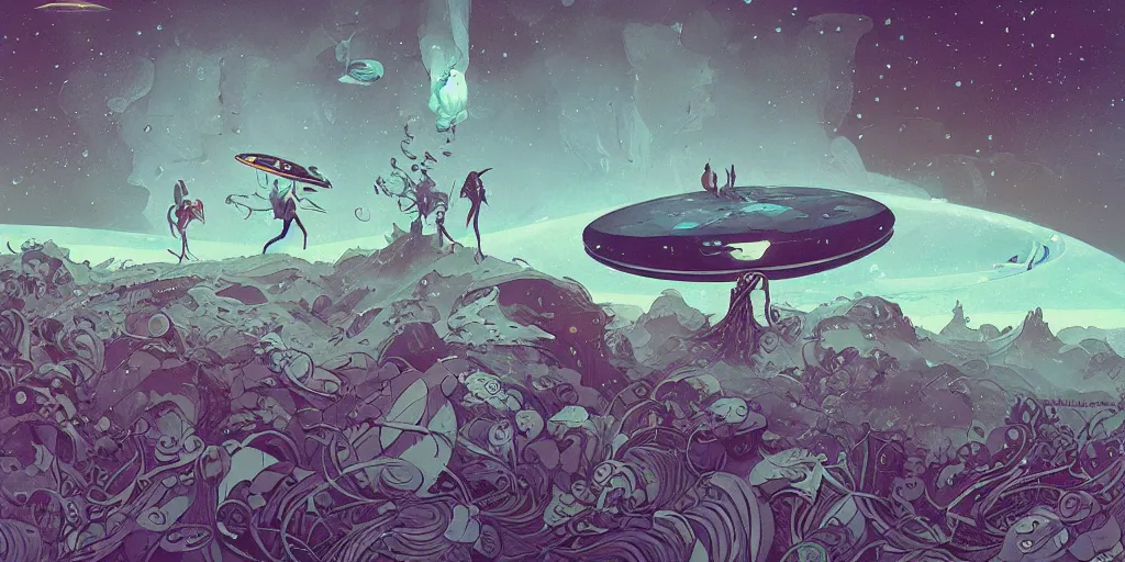 Image similar to unpublished photo of ufo, by victo ngai & peter mohrbacher