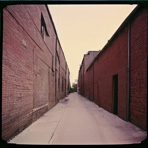 Prompt: back alley 1979 photograph kodak portra 400 film polaroid.