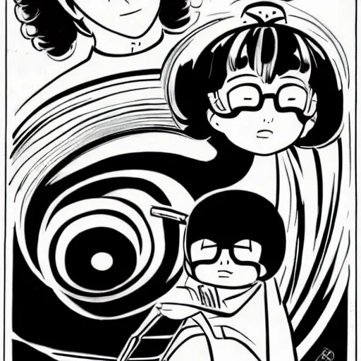 Image similar to osamu tezuka black and white character design 6 0 s