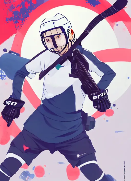 Prompt: a sport player girl with hockey clothes, softair center landscape, illustration, concept art, anime key visual, trending pixiv fanbox, by wlop and greg rutkowski and makoto shinkai and studio ghibli and kyoto animation, paintball world cup, symmetrical facial features, short hair, blue lens airsoft mask, red airsoft electric pistol, realistic anatomy