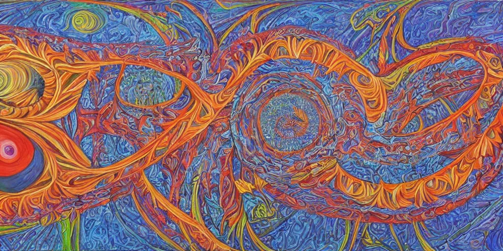 Image similar to painting by alex gray