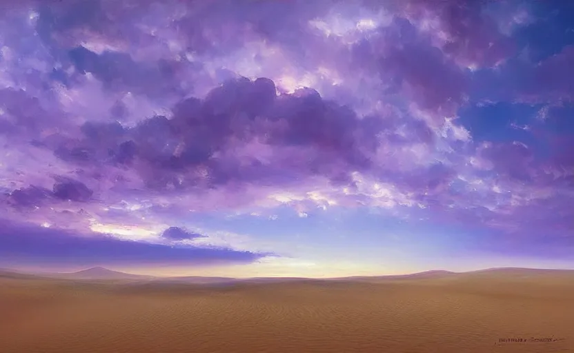 Image similar to a dreamy purple cloud scape above the aticama desert by vladimir volegov and peder mørk mønsted