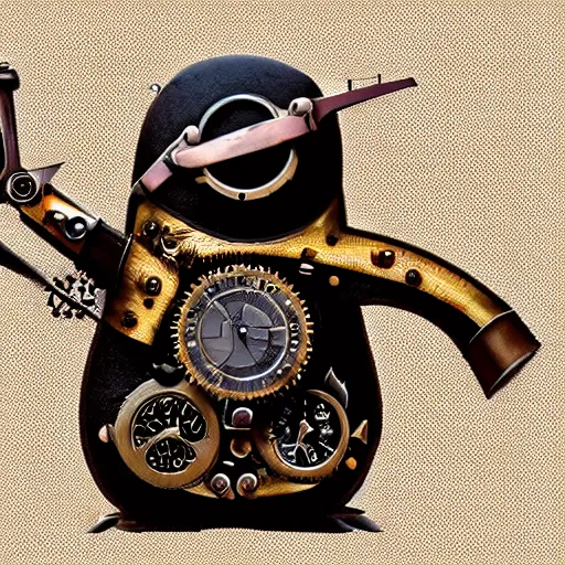 Image similar to a mechanical steampunk penguin, 4 k