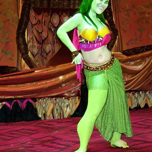 Prompt: fiona from shrek ( 2 0 0 1 ) as a belly dancer