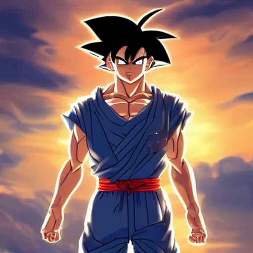 Prompt: clear portrait of son goku, adorable appearance!!!, golden hour, happy apearance, cottagecore!!, background hyper detailed, character concept, full body, dynamic pose, intricate, elegant, highly detailed, digital painting, artstation, concept art, smooth, sharp focus, illustration, art by artgerm and greg rutkowski and alphonse mucha