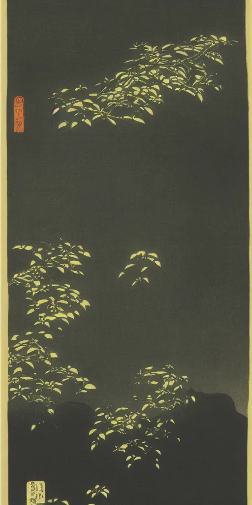 Image similar to rainforest at night by ohara koson, 1 9 1 0