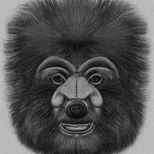 Image similar to a detailed portrait of a hairy humanoid creature with a bear like face - h 1 0 2 4