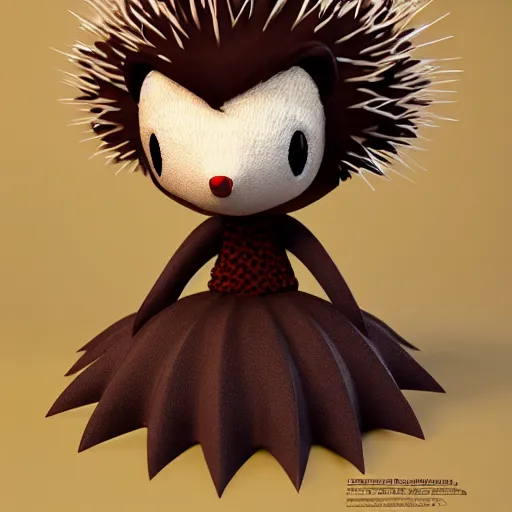 Image similar to cute fumo plush of a hedgehog girl with prickly spines, character design contest winner, silhouette, artstation, vray, anime girl