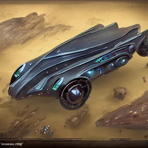 Image similar to torment tides of numenera art style retrofuturism car concept