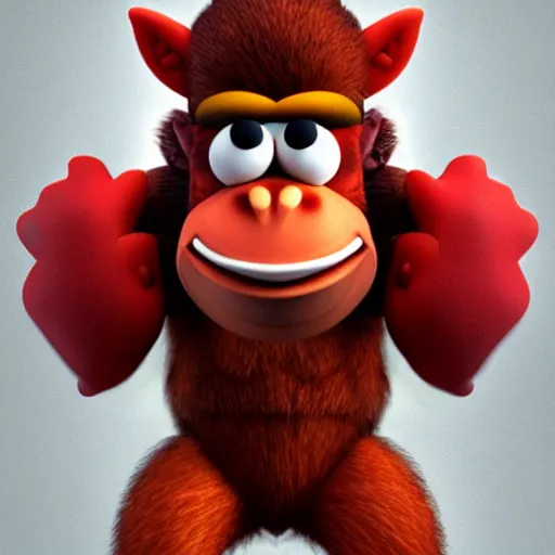 Image similar to A full body still of Donkey Kong as a muppet, photo real, photographic, photograph, artstation, trending, award winning, epic lighting, featured