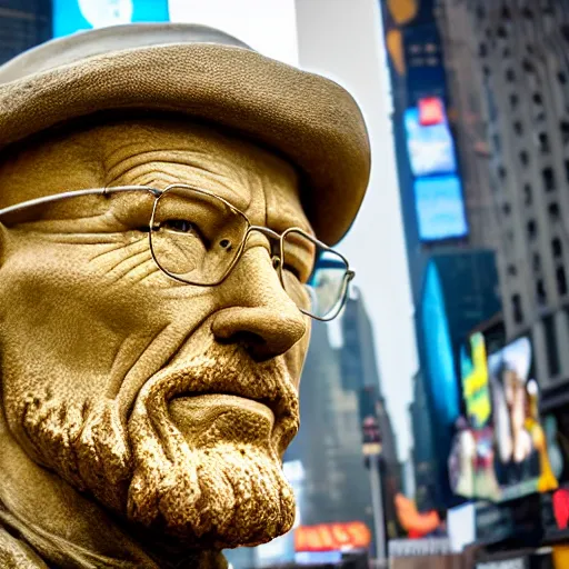 Prompt: a long shot of a very detailed renaissance sculpture of walter white in a hat standing in times square, made by michelangelo, hyper detailed, sharp focus, 8 k resolution