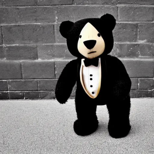 Prompt: a photo of a bear in a tuxedo