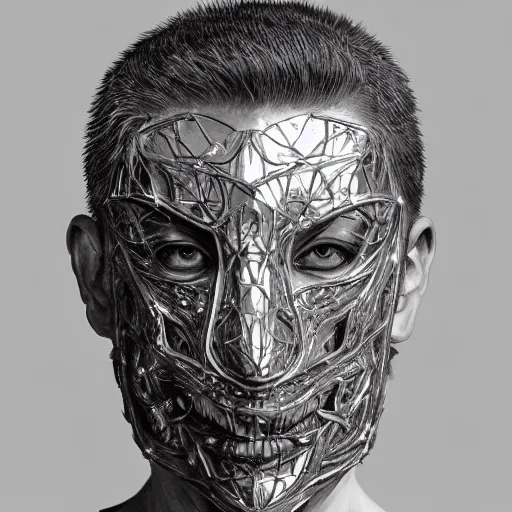 Image similar to Very very very very highly detailed epic portrait photo of face with venetian mask, intricate, dystopian, sci-fi, extremely detailed, digital painting, artstation, concept art, smooth, sharp focus, illustration, intimidating lighting, incredible art by Tokujin Yoshioka and Anton Pieck