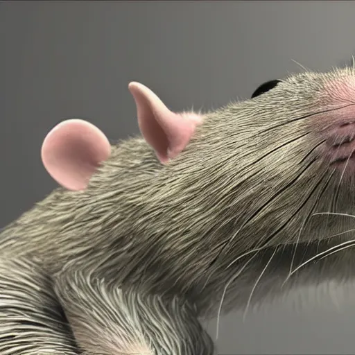 Image similar to the most detailed rat you've ever seen, 4 k, ultra real, 3 d, uhd, nvidia ray tracing, photorealism, crisp, macro lense, e 3 demo,