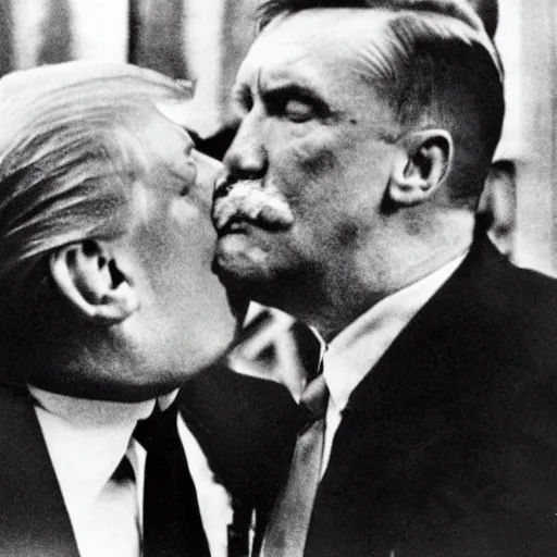 Image similar to still of donald trump kissing adolf hitler