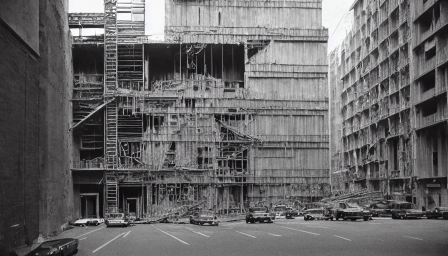 Prompt: 1 9 7 0 s movie still of a impossible building, by piranesi, cinestill 8 0 0 t, high quality, high detailed