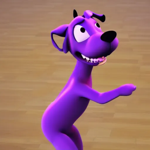 Image similar to a beautiful 3d render of a purple dog in a disney movie, in the style of disney, pixar, the dog is doing ballet, highly detailed, 8k resolution