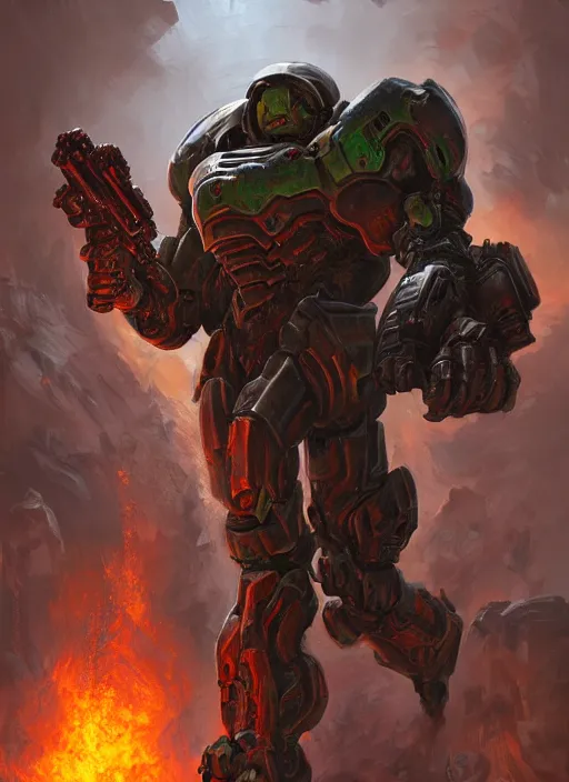 Image similar to doom slayer by oleg bulakh