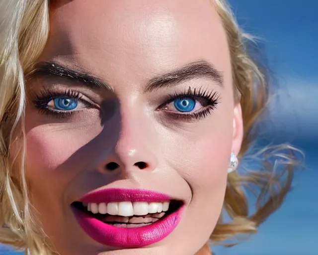 Image similar to margot robbie jumping off a helicopter, in mid air, hyper realistic faces, beautiful eyes, cinematic, long shot, hyper detailed, 8 5 mm photograph, 8 k resolution, film still, sharp lens, wide lens