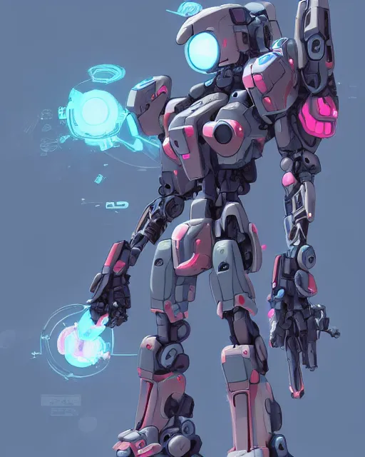 Prompt: a battle mech piloted by a cute kawaii girl, battle stance, smooth, intricate, elegant, power aura, artstation, digital painting, concept art, high tech fantasy, sharp focus, illustration, octane render, unreal engine, art by james jean and josan gonzalez,