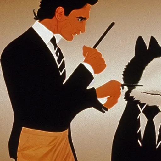 Image similar to patrick bateman Beating a furry