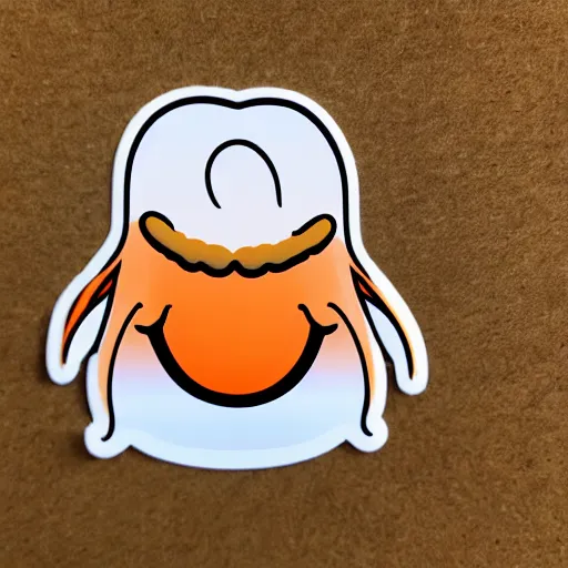 Image similar to sticker of a cute orange squid with a moustache