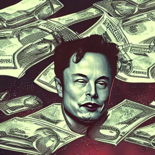 Prompt: elon musk vomiting money, high detail