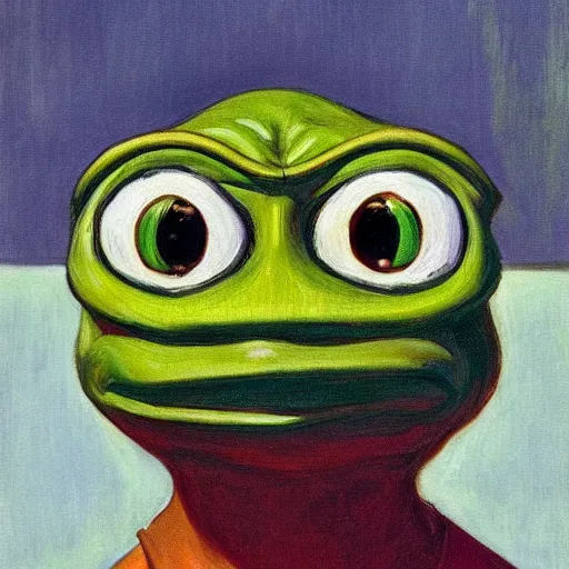 Prompt: pepe the frog by edward hopper
