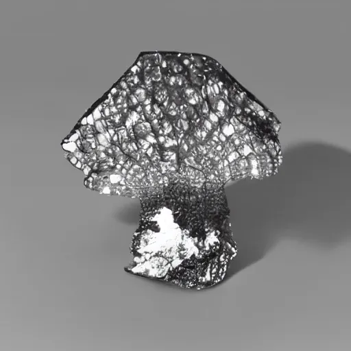 Image similar to a crystal mushroom sharp, jagged, reflective, high detail