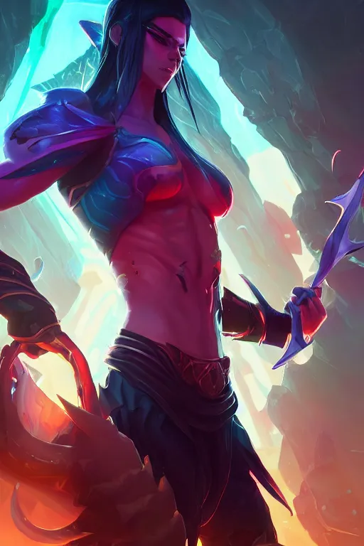 Prompt: kayn league of legends wild rift hero champions arcane fantasy bioluminance alena aenami artworks in 4 k design by lois van baarle by sung choi by john kirby artgerm and greg rutkowski and magali villeneuve tank support marksman mage fighter assassin,