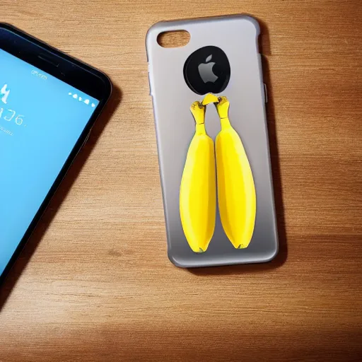 Image similar to a new cell phone the shape of banana with ios 1 6