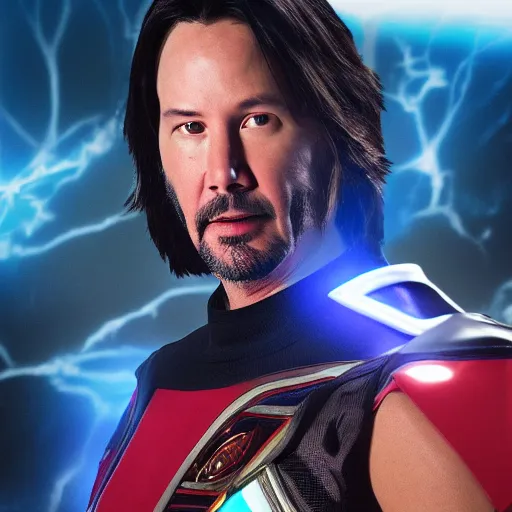 Prompt: Keanu reeves as a Power Ranger 4k detail